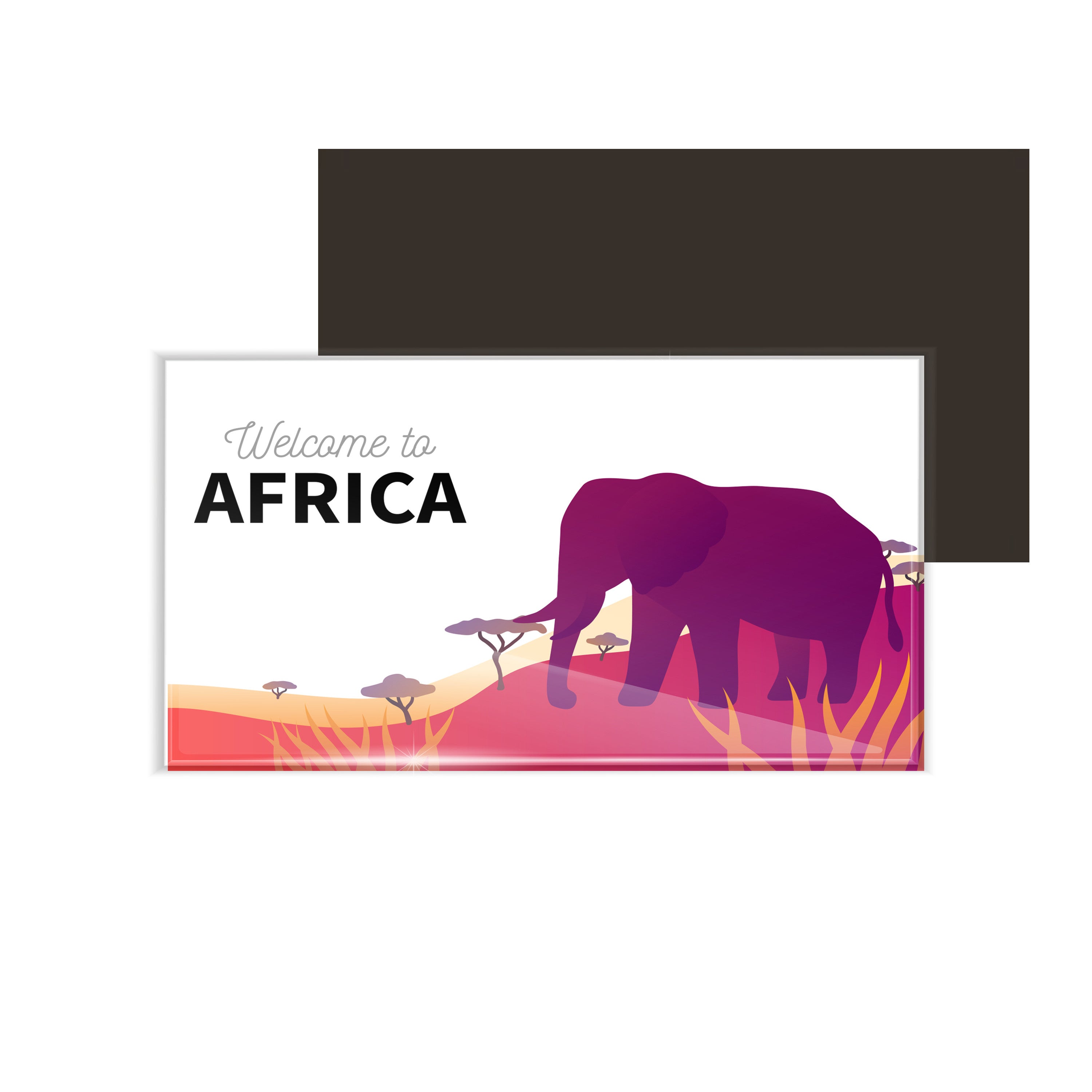 dhcrafts Fridge Magnet Rectangle Acrylic Glass (8.6 x 5.4 cm) Multicolor Travel Africa Design Pack of 1